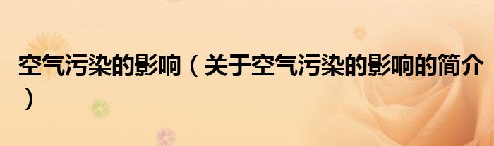 空气污染的影响（关于空气污染的影响的简介）