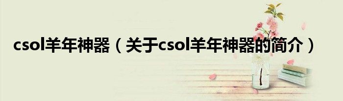 csol羊年神器（关于csol羊年神器的简介）