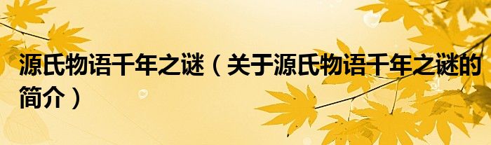 源氏物语千年之谜（关于源氏物语千年之谜的简介）