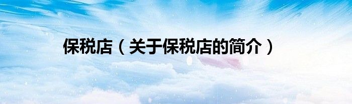 保税店（关于保税店的简介）