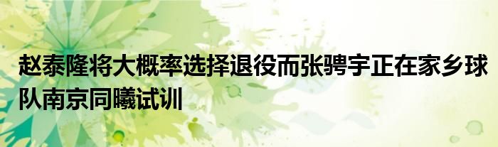 赵泰隆将大概率选择退役而张骋宇正在家乡球队南京同曦试训