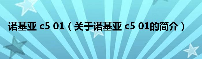 诺基亚 c5 01（关于诺基亚 c5 01的简介）