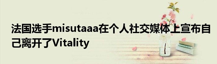 法国选手misutaaa在个人社交媒体上宣布自己离开了Vitality