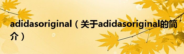 adidasoriginal（关于adidasoriginal的简介）