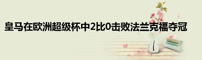 皇马在欧洲超级杯中2比0击败法兰克福夺冠