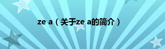 ze a（关于ze a的简介）