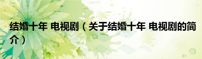 结婚十年 电视剧（关于结婚十年 电视剧的简介）