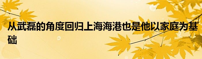 从武磊的角度回归上海海港也是他以家庭为基础