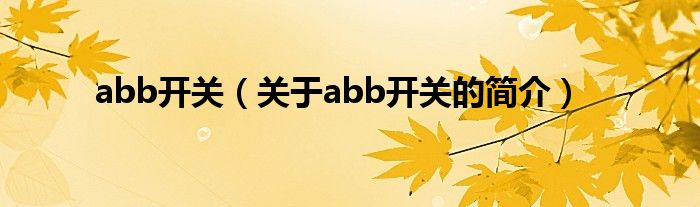 abb开关（关于abb开关的简介）