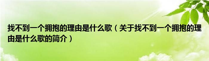 找不到一个拥抱的理由是什么歌（关于找不到一个拥抱的理由是什么歌的简介）