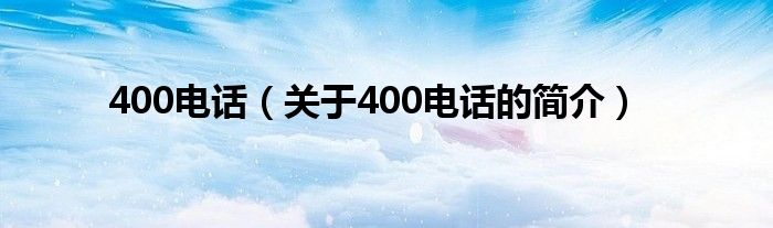 400电话（关于400电话的简介）