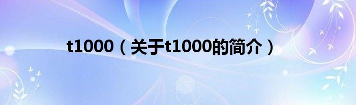 t1000（关于t1000的简介）