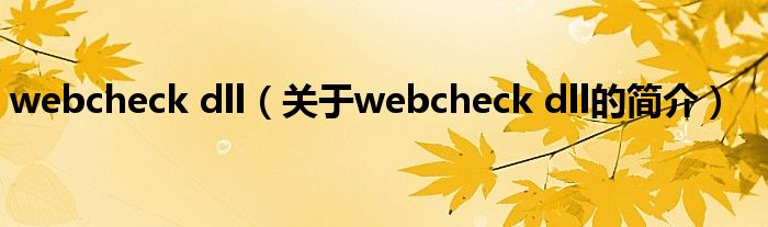 webcheck dll（关于webcheck dll的简介）
