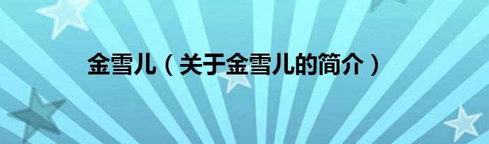 金雪儿（关于金雪儿的简介）