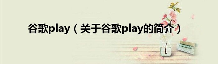 谷歌play（关于谷歌play的简介）