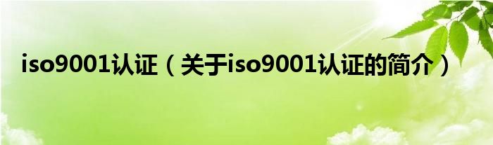 iso9001认证（关于iso9001认证的简介）