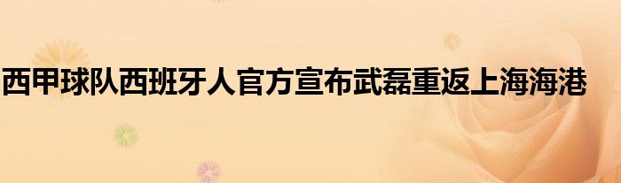 西甲球队西班牙人官方宣布武磊重返上海海港