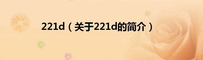 221d（关于221d的简介）