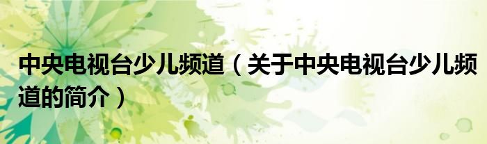 中央电视台少儿频道（关于中央电视台少儿频道的简介）