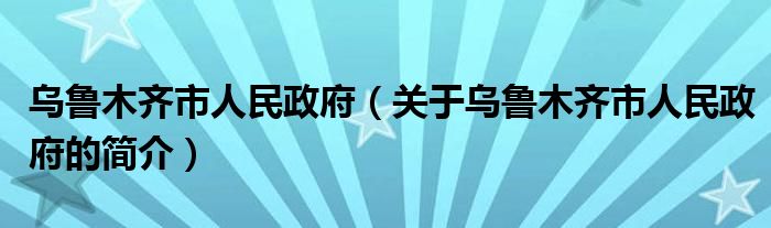 乌鲁木齐市人民政府（关于乌鲁木齐市人民政府的简介）