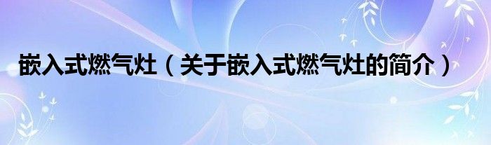 嵌入式燃气灶（关于嵌入式燃气灶的简介）