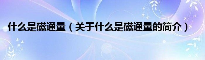 什么是磁通量（关于什么是磁通量的简介）