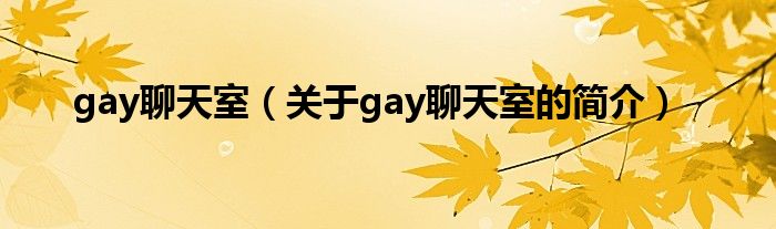 gay聊天室（关于gay聊天室的简介）