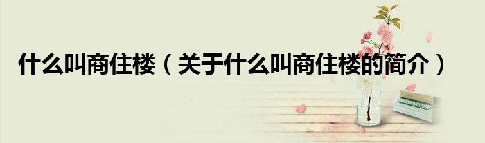 什么叫商住楼（关于什么叫商住楼的简介）