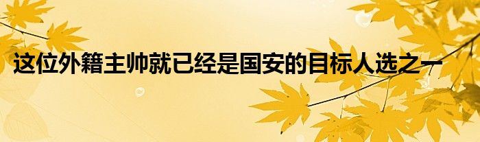 这位外籍主帅就已经是国安的目标人选之一