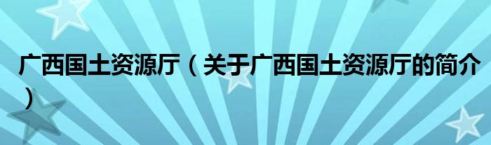 广西国土资源厅（关于广西国土资源厅的简介）