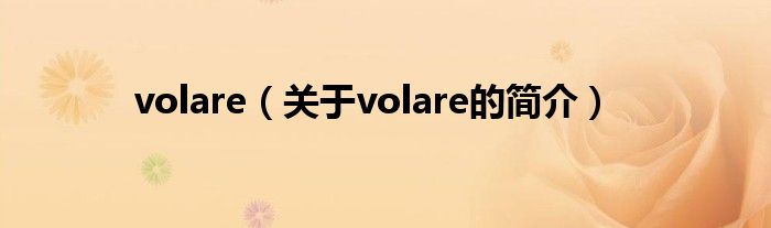 volare（关于volare的简介）