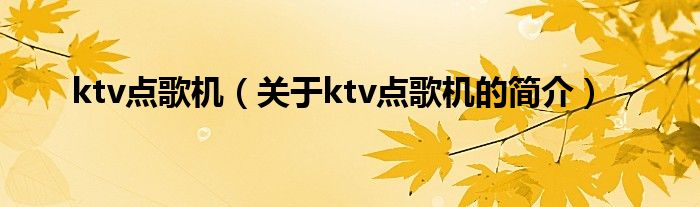 ktv点歌机（关于ktv点歌机的简介）