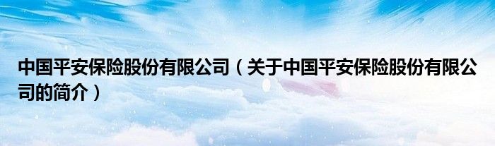 中国平安保险股份有限公司（关于中国平安保险股份有限公司的简介）