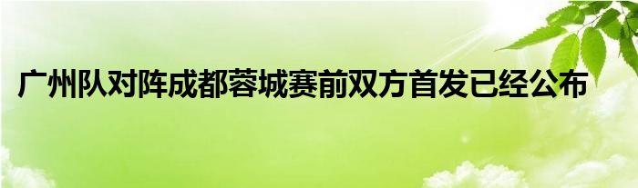 广州队对阵成都蓉城赛前双方首发已经公布