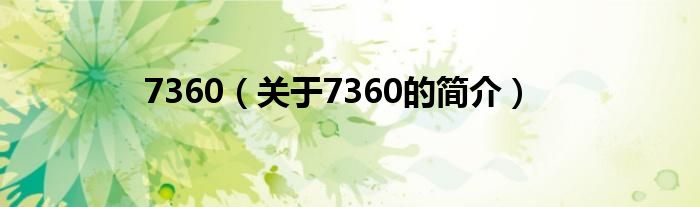 7360（关于7360的简介）