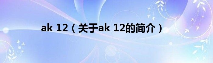 ak 12（关于ak 12的简介）