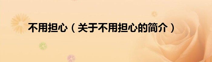 不用担心（关于不用担心的简介）