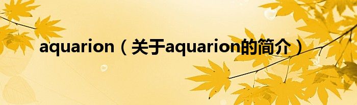 aquarion（关于aquarion的简介）