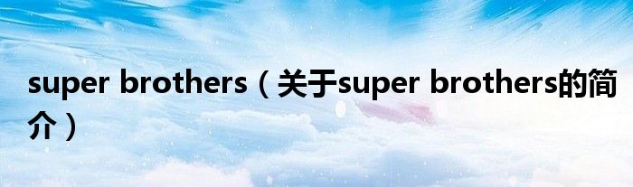 super brothers（关于super brothers的简介）
