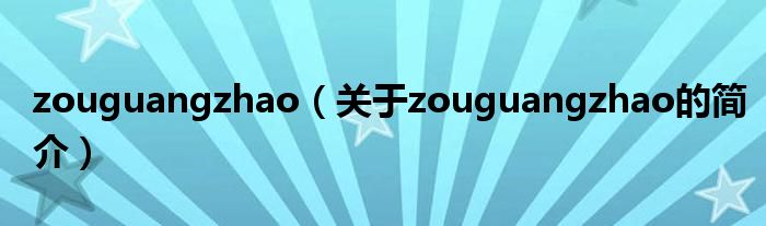 zouguangzhao（关于zouguangzhao的简介）