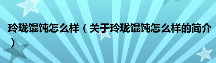 玲珑馄饨怎么样（关于玲珑馄饨怎么样的简介）