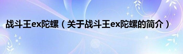 战斗王ex陀螺（关于战斗王ex陀螺的简介）