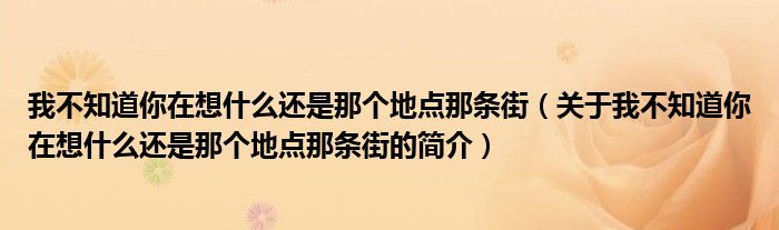 我不知道你在想什么还是那个地点那条街（关于我不知道你在想什么还是那个地点那条街的简介）