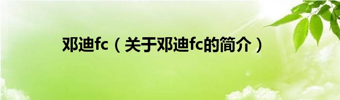 邓迪fc（关于邓迪fc的简介）