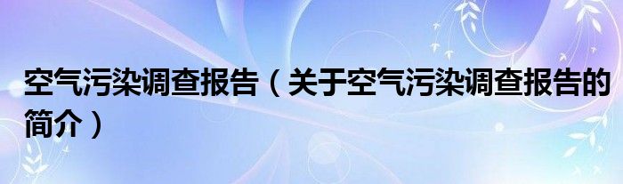 空气污染调查报告（关于空气污染调查报告的简介）