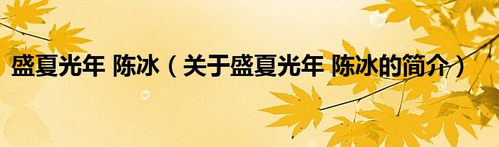 盛夏光年 陈冰（关于盛夏光年 陈冰的简介）