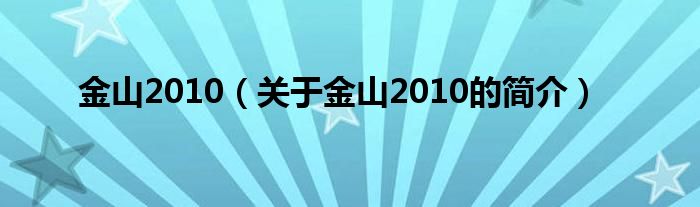 金山2010（关于金山2010的简介）