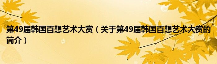 第49届韩国百想艺术大赏（关于第49届韩国百想艺术大赏的简介）