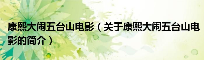康熙大闹五台山电影（关于康熙大闹五台山电影的简介）