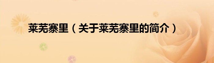莱芜寨里（关于莱芜寨里的简介）